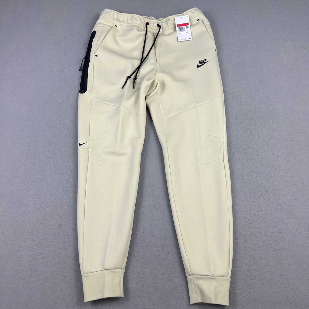 Nike Pants Men Large Beige Tech Fleece Tapered Jogger Slim Fit Drawstring L